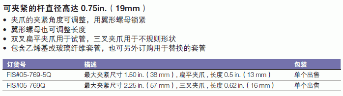 Fisherbrand_05-769Q_可调角度夹_最大夹紧尺寸57mm 三叉夹爪  长16mm