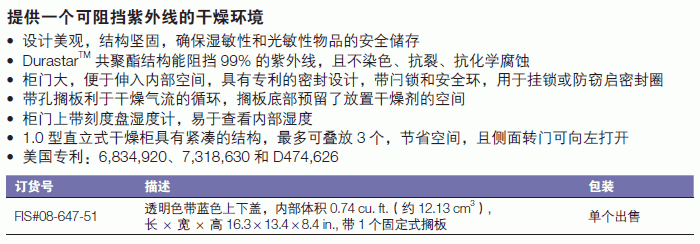 Bel-art_08-647-51_标准型干燥柜_透明  蓝色上下盖  带一个固定式搁板